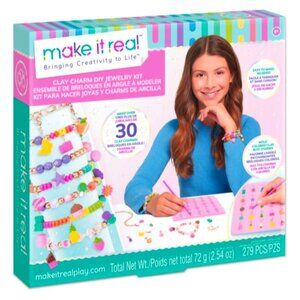 Clay Charm DIY Jewelry Kit With 279 Pieces Includes Molding Tools Beads & Chains